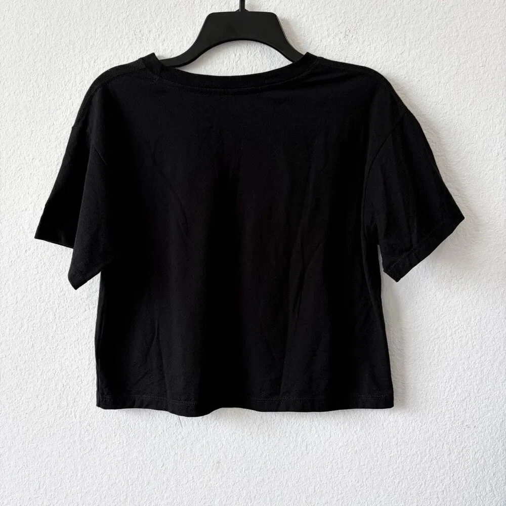 Champion Black Cropped Logo T-Shirt Size Small